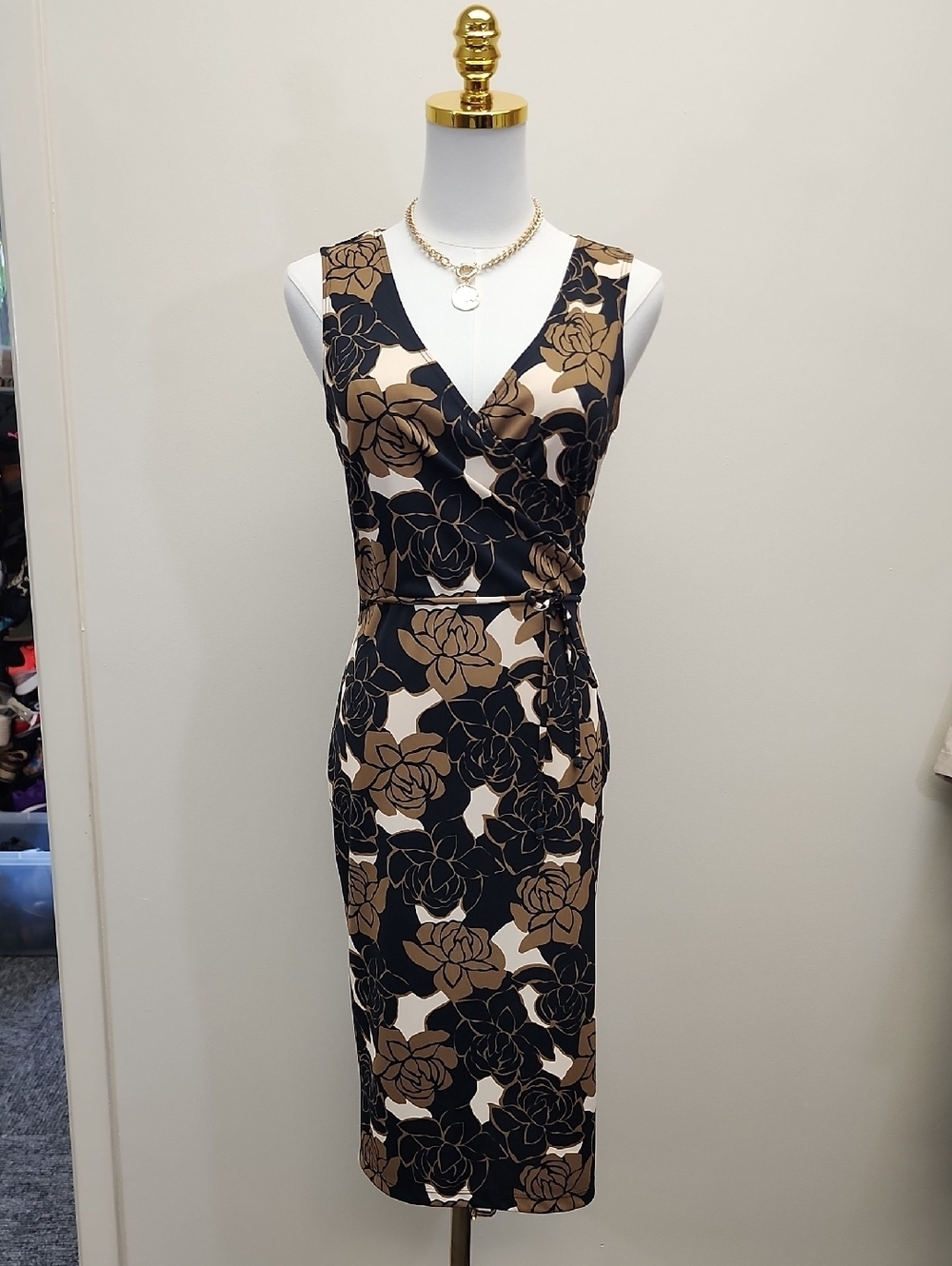 Spoiled Girl Black Floral Midi Dress 90s V Neck Sleeveless Slip Style Small